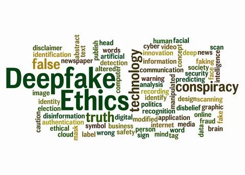 Word Cloud with DEEPFAKE ETHICS concept create with text only Stock Illustration