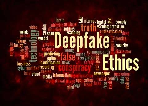 Word Cloud with DEEPFAKE ETHICS concept create with text only Stock Illustration