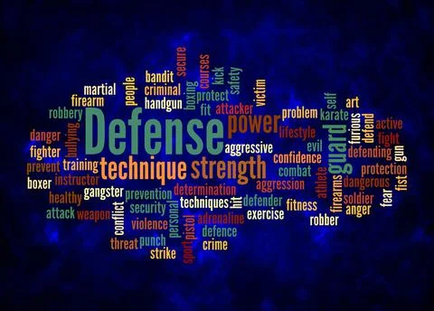 Word Cloud with DEFENSE concept create with text only Stock Illustration