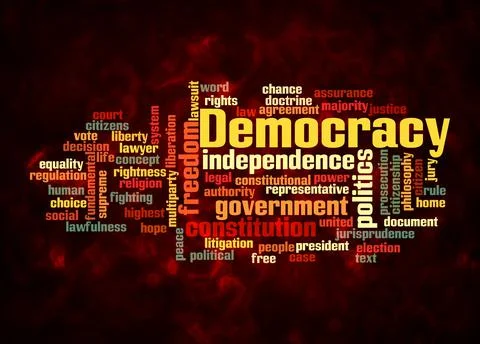 Word Cloud with DEMOCRACY concept create with text only Stock Illustration