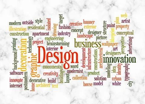 Word Cloud with DESIGN concept create with text only Stock Illustration