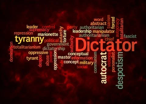 Word Cloud with DICTATOR concept create with text only Stock Illustration