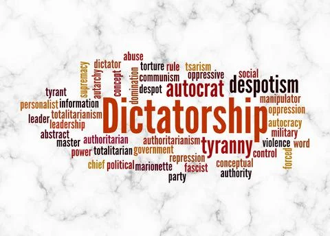 Word Cloud with DICTATORSHIP concept create with text only Stock Illustration