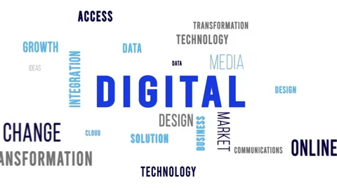 Word Cloud Digital Blue Side Stock Footage 248539018