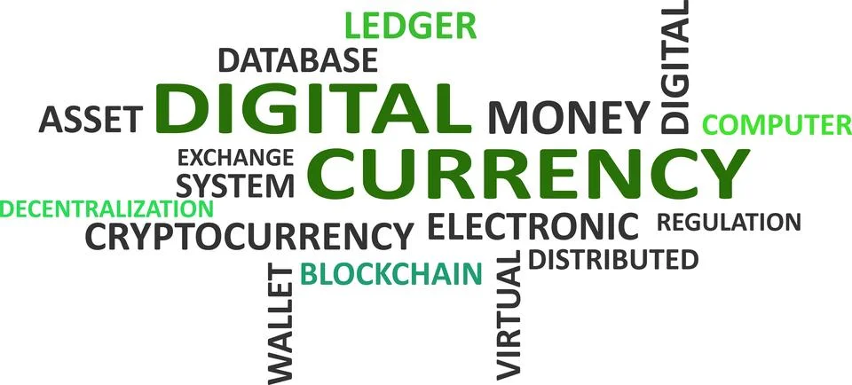 Word cloud - digital currency Stock Illustration