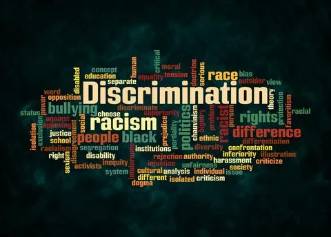 Word Cloud with DISCRIMINATION concept create with text only Stock Illustration