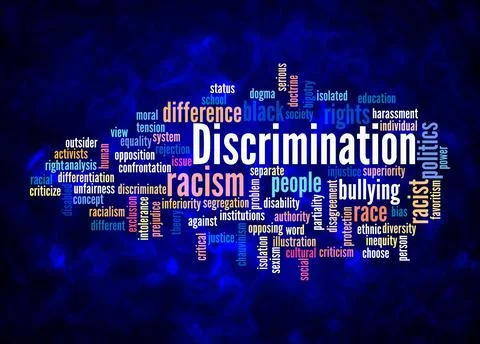 Word Cloud with DISCRIMINATION concept create with text only Stock Illustration