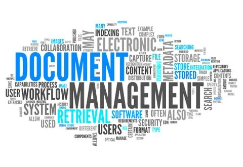 Word cloud document management Stock Illustration