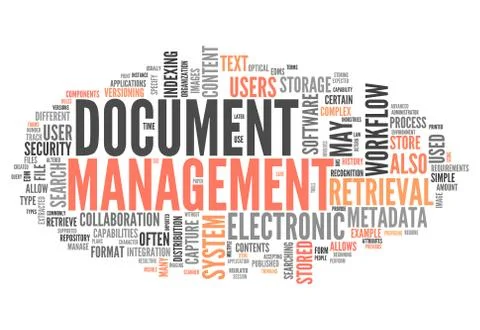 Word cloud document management Stock Illustration
