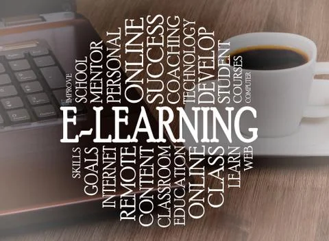Word cloud e-learning concept Stock Illustration