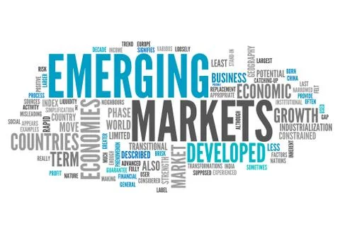 Word cloud emerging markets Stock Illustration