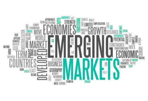 Word cloud emerging markets Stock Illustration