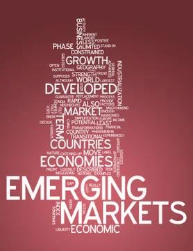 Word cloud emerging markets Stock Illustration
