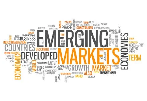 Word cloud emerging markets Stock Illustration