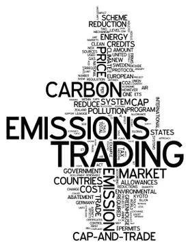 Word cloud emissions trading Ilustração Stock