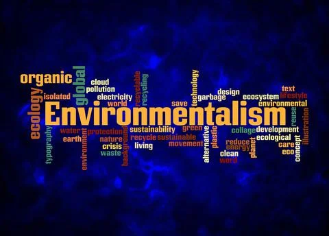 Word Cloud with ENVIRONMENTALISM concept create with text only Stock Illustration