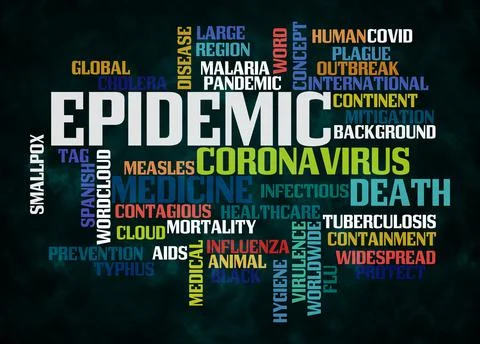 Word Cloud with EPIDEMIC concept create with text only Stock Illustration
