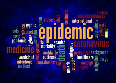 Word Cloud with EPIDEMIC concept create with text only Stock Illustration
