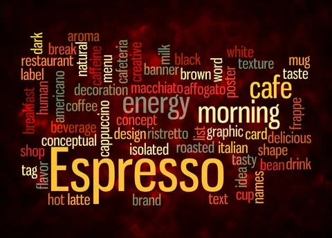 Word Cloud with ESPRESSO concept create with text only Stock Illustration