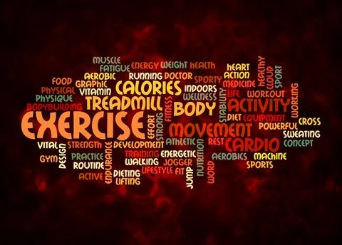 Word Cloud with EXERCISE concept create with text only Stock Illustration