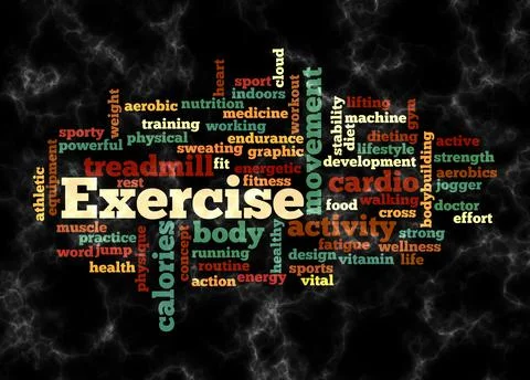 Word Cloud with EXERCISE concept create with text only Stock Illustration