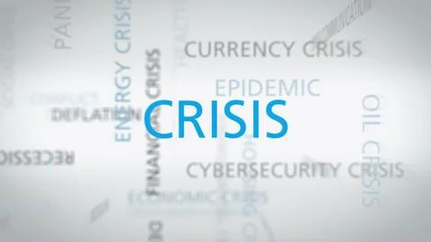 Word cloud featuring the word 'CRISIS' in the center, surrounded by related Stock Photos