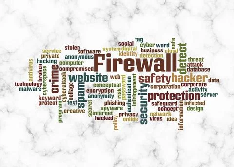 Word Cloud with FIREWALL concept create with text only Stockillustratie