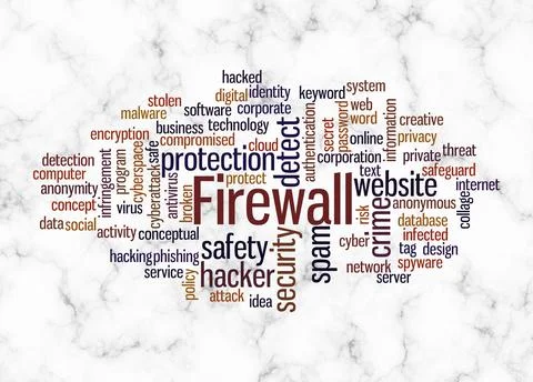 Word Cloud with FIREWALL concept create with text only Stock Illustration