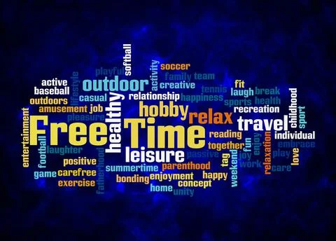 Word Cloud with FREE TIME concept create with text only Stock Illustration