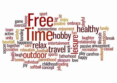 Word Cloud with FREE TIME concept create with text only Stock Illustration