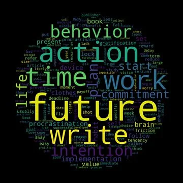Word cloud of future concept on black background. Illustrazione stock