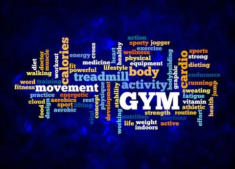 Word Cloud with GYM concept create with text only Stock Illustration
