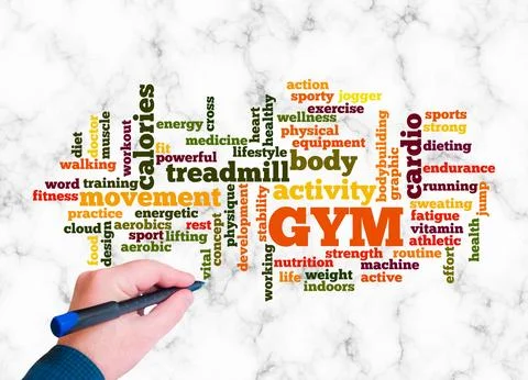Word Cloud with GYM concept create with text only Stock Illustration
