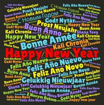 Word Cloud with "Happy New Year" in different languages Stock Illustration