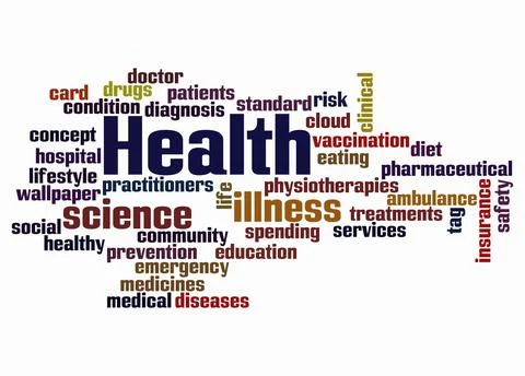 Word Cloud with HEALTH concept create with text only Stock Illustration