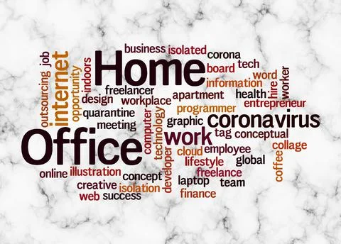 Word Cloud with HOME OFFICE concept create with text only Illustrazione stock