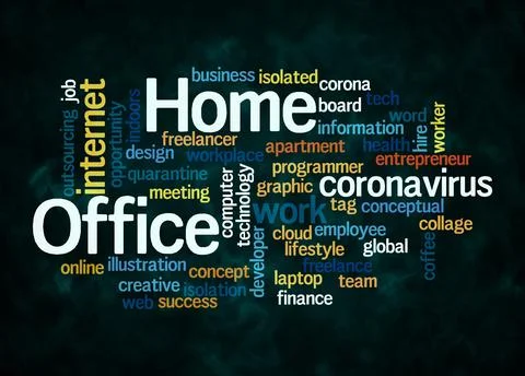 Word Cloud with HOME OFFICE concept create with text only イラスト素材