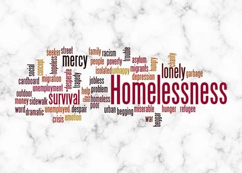 Word Cloud with HOMELESSNESS concept create with text only Stock Illustration