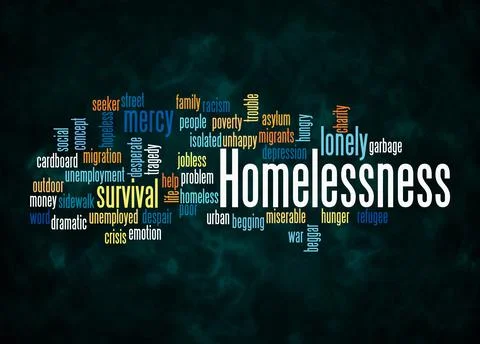 Word Cloud with HOMELESSNESS concept create with text only Stock Illustration