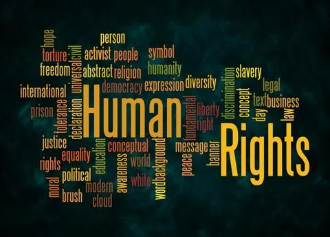 Word Cloud with HUMAN RIGHTS concept create with text only Stock Illustration