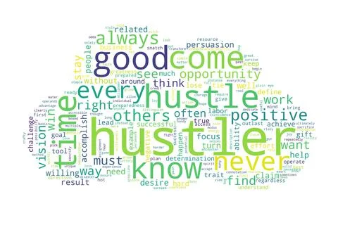 Word cloud of hustler concept on white background. Stock Illustration