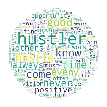Word cloud of hustler concept on white background. Stock Illustration