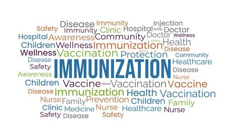 Word cloud Immunization awareness month. Illustrazione stock