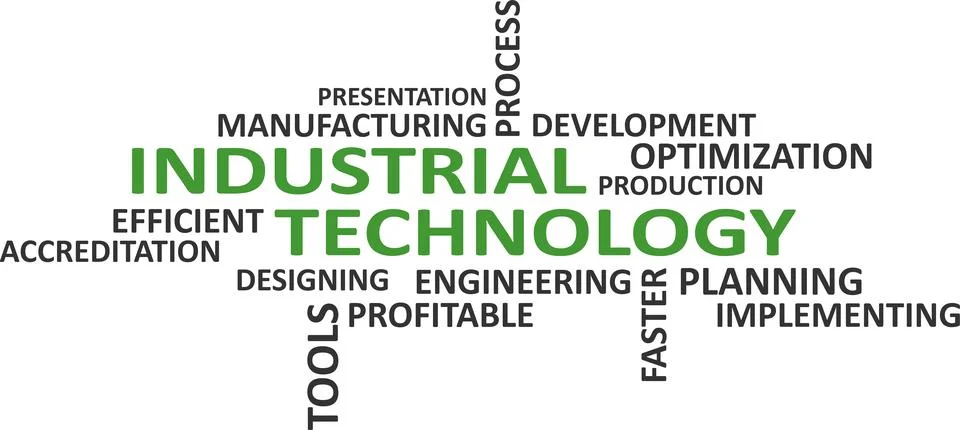 Word cloud - industrial technology Stock-Illustration