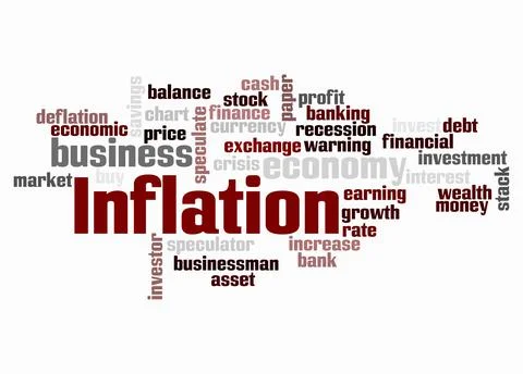Word Cloud with INFLATION concept create with text only Stock Illustration