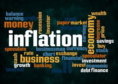 Word Cloud with INFLATION concept create with text only Illustrazione stock