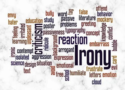 Word Cloud with IRONY concept create with text only Stock Illustration