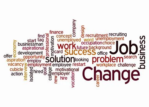 Word Cloud with JOB CHANGE concept create with text only Stock Illustration