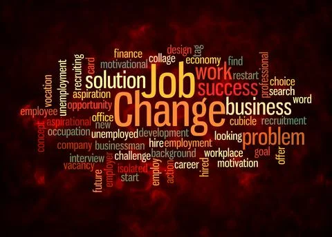 Word Cloud with JOB CHANGE concept create with text only Stock Illustration