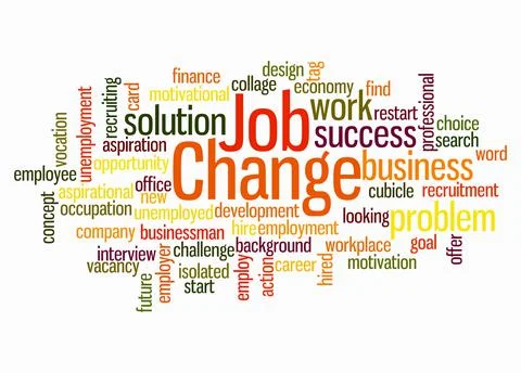 Word Cloud with JOB CHANGE concept create with text only Stock Illustration